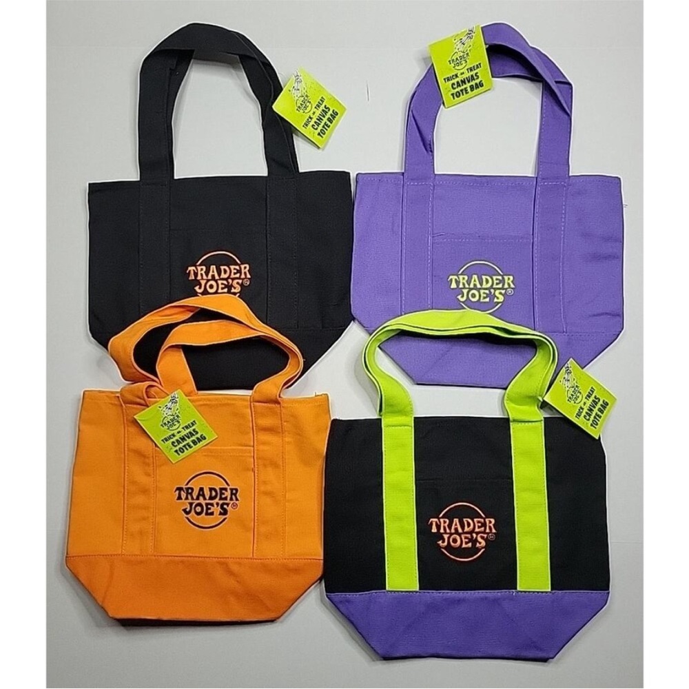 Trader Joe's Set Of 4 Mini Canvas Tote Bag Halloween Oct 2025 Trick or Treat